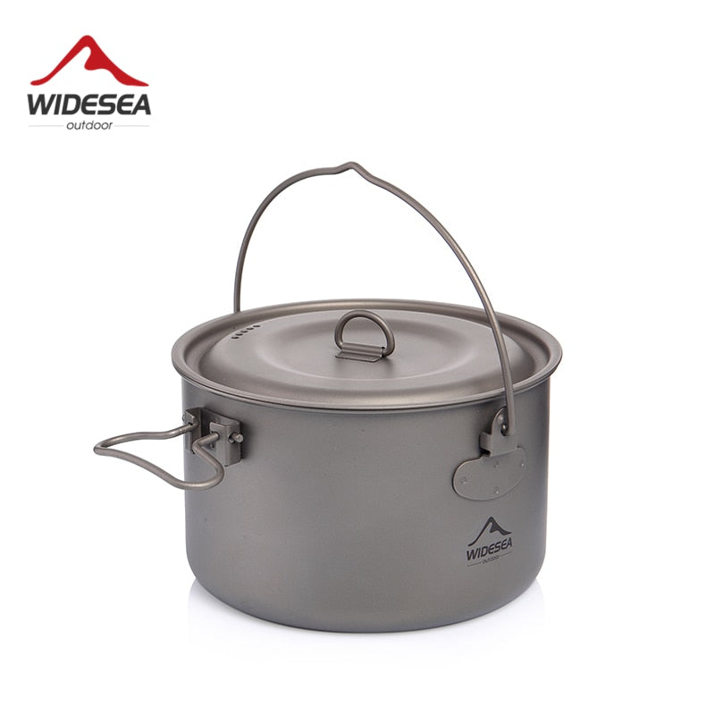 Widesea Camping Tableware Titanium Cookware set tourism cauldron Outdoor Cooking Pot Picnic Kitchen Hiking Trekking