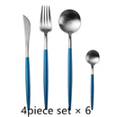 24Pcs/set Steak Knife Fork Coffee Spoon Teaspoon Gold Cutlery Kitchen Tableware Upscale Stainless Steel Western Tableware Set