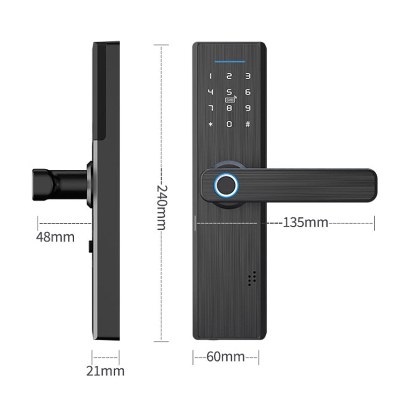 YOHEEN Wifi Electronic Smart Door Lock With Tuya App, Security Biometric Fingerprint Lock Password RFID Card