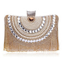 GLOIG Fashion women tassel evening bags diamonds beaded clutch wedding purse shoulder party laides case purse