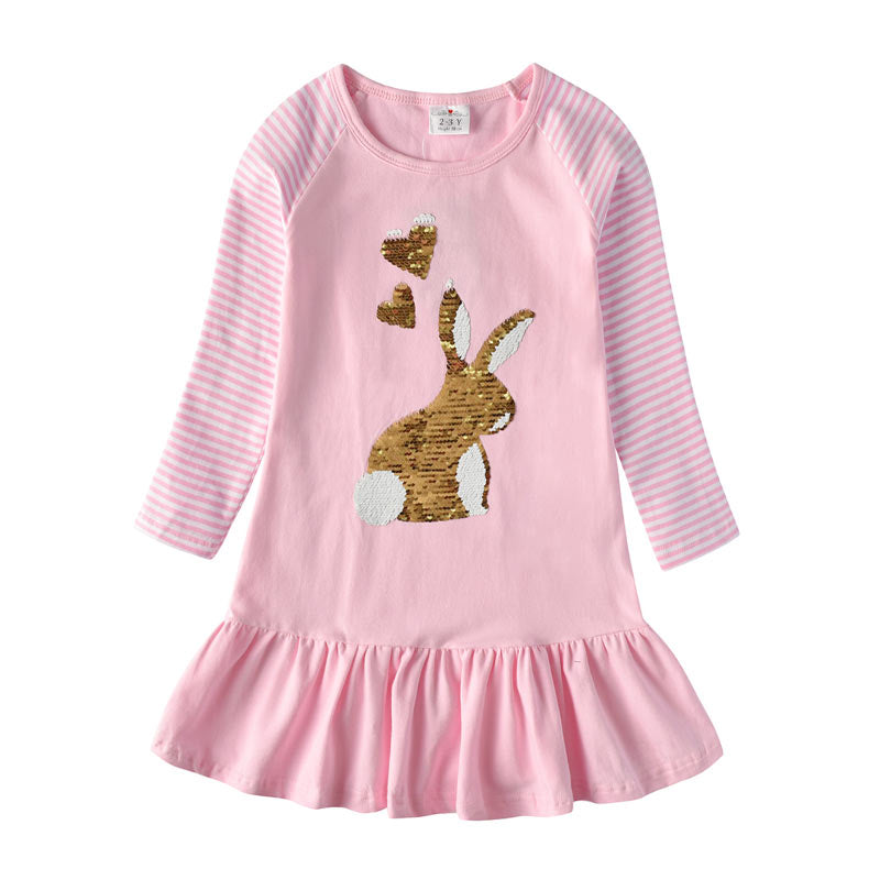 DXTON Winter Kinder Kleider Für Mädchen Fliegen Ärmel Einhorn Kinder Kleid Stern Streifen Kleinkind Baumwolle Kleidung Kausal Mädchen Kleid