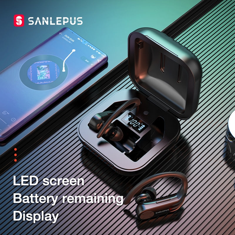 SANLEPUS Bluetooth-Kopfhörer TWS 5.0 LED-Display Drahtlose Ohrhörer Stereo-Kopfhörer für Xiaomi In Ear Phone Gaming Sport Headset