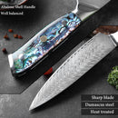Juego de cuchillos de acero de Damasco XITUO, 1-5 uds., herramientas de cocina, cuchillo de Chef, cuchillos japoneses Santoku, cuchillo para deshuesar, mango de concha exquisito nuevo
