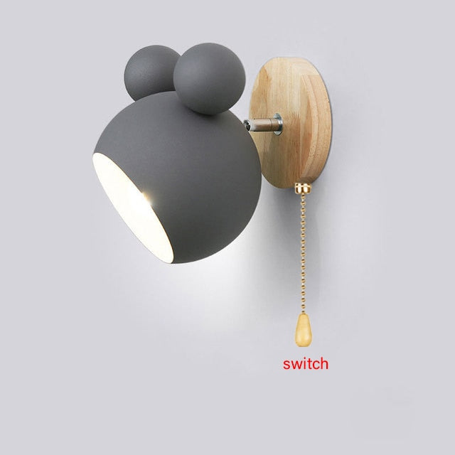 Nordic Wooden Wall Lamps Cute Cartoon Styling Coloful Wall Sconces Kitchen Restaurant Macaroon Decorative Bedside Lamp E27