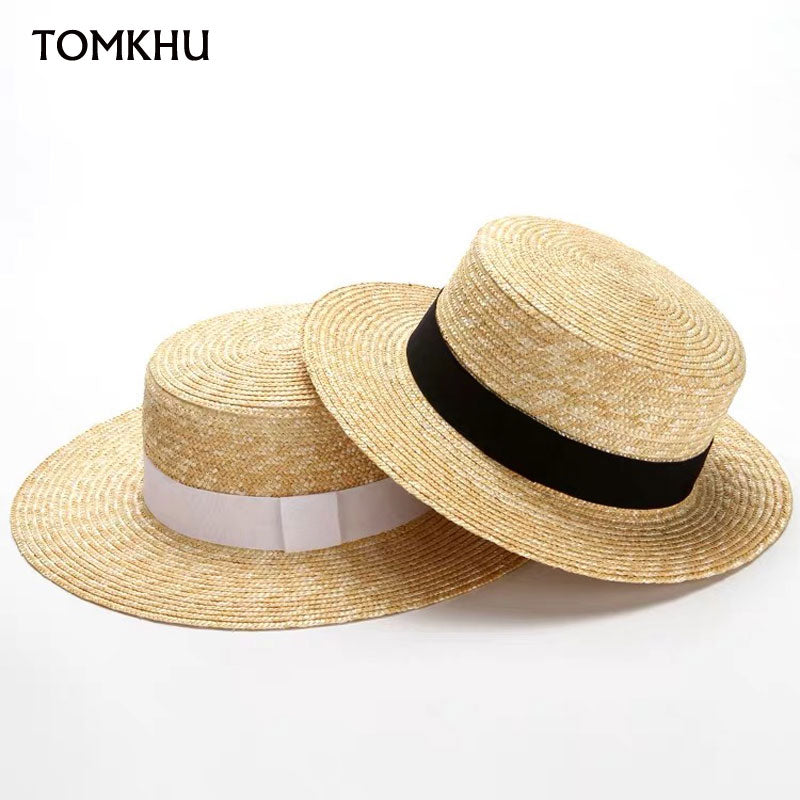 2020 verano mujeres sombrero de paja de ala ancha moda Chapeau Paille señora sombreros de sol Boater trigo Panamá playa sombreros Chapeu Feminino gorras