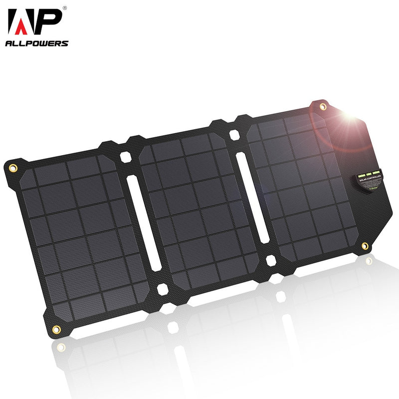 ALLPOWERS 21W Panel solar Células solares Cargador solar portátil Baterías Carga de teléfono para Sony iPhoneX Plus 11Pro iPad