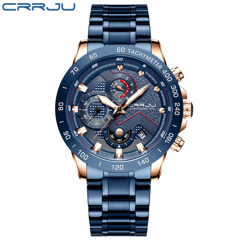 CRRJU 2021 Neue Mode Herrenuhren mit Edelstahl Top Marke Luxus Sport Chronograph Quarzuhr Herren Relogio Masculino