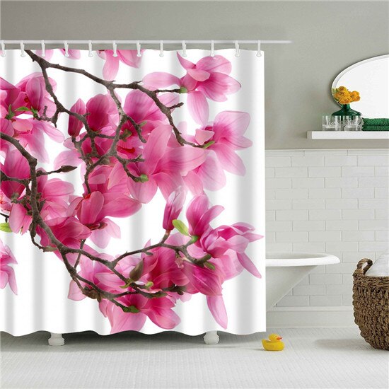 Floral bambú diente de león arce hoja flor tela impermeable poliéster ducha cortinas baño cortina baño accesorio impresión