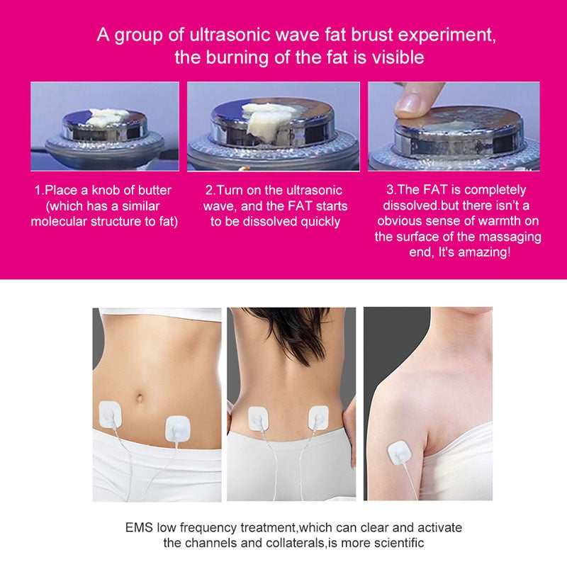 Ultraschall-Kavitation EMS-Körper-Schlankheits-Massagegerät Gewichtsverlust Anti-Cellulite-Fatburner Galvanische Infrarot-Ultraschallwellentherapie