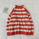 Contrast Stripe Knitted Sweater Autumn Winter 6 Color Men And Women&