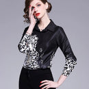 Sommer Damen Schlanke Blusen Tops Barock Print Runway Langarm Shirt Damen Kragen Elegante Vintage Büro Shirts Arbeitskleidung