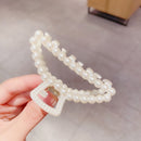 Imitation Pearls Acrylic Hair Claws Clip for Women Geometric Cross Square Hairpin Makeup Hair Styling Barrettes Hair Accessories