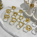Foxanry 925 Stamp 26 English Letter Rings for Women Fashion Vintage France Gold Plated Irregular Party Jewelry Gifts