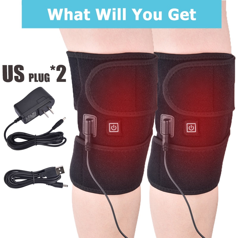 Heating Knee Massage Pad Brace Support Thermal Heat Therapy Wrap Hot Compress Massager Cramps Arthritis Pain Relief Health Gift