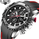 Watches Mens 2022 LIGE Top Brand Waterproof Clock Male Silicone Strap Sport Quartz Watch For Men Big Dial Chronograph Wristwatch