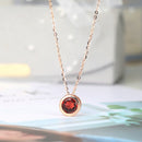 LAMOON 925 Silver Necklace For Women Natural Garnet Lucky Stone Pendant 14K Rose Gold Plated Fine Jewelry Simple Style LMNI002
