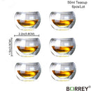 BORREY 500ml Teekanne aus Glas mit Infuser Liner Filter Glasteekocher mit Holzgriff Office Boil Teegeschirr-Set Teekanne Wasserkocher
