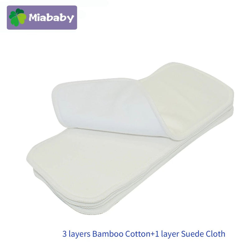 Miababy 5/10 pcs 4 layers Bamboo Cotton Cloth Diaper Insert Washable Cloth Nappy for Baby Diapers 35*13.5cm Baby diaper