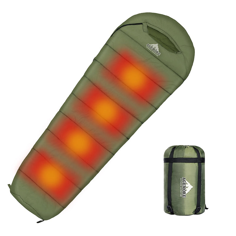 Agemore Outdoor Camping Schlafsäcke Wasserdicht Ultraleicht Heizung Winterschlafsack Erwachsene Schlaf Camp Gears mit Heizkissen