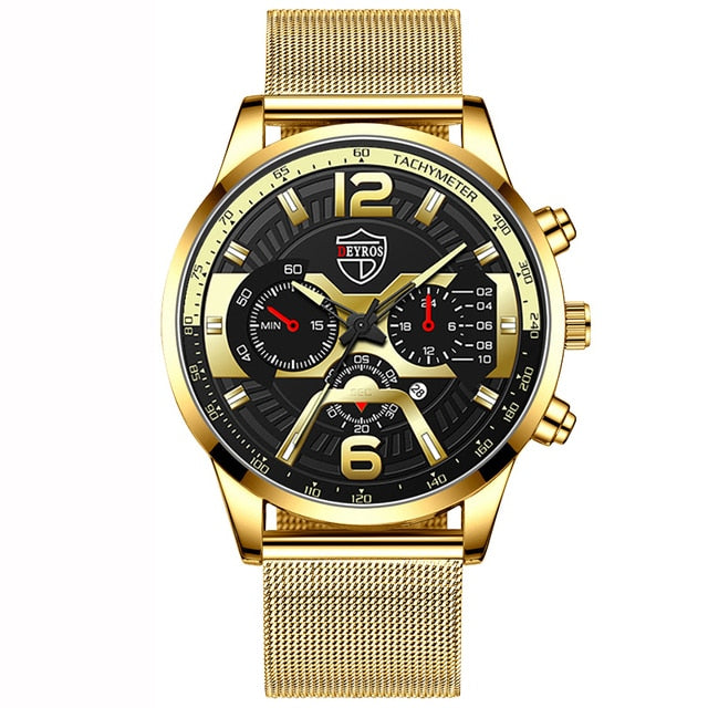 Luxus Herren Armbänder Uhren Mode Männer Edelstahl Mesh Gürtel Quarzuhr Business Casual Male Clock relogio masculino