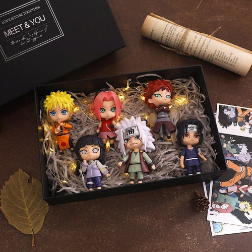 Complete Set of Toy Naruto Hand Made Model Gift Box Uzumaki Naruto Uchiha Sasuke Kakashi