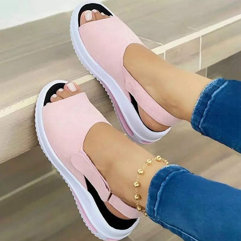 Sandalias de Mujer 2022, Sandalias de tacón, zapatos de verano Peep Top, Sandalias de plataforma para Mujer, zapatos de cuña suave, Sandalias, calzado informal para Mujer