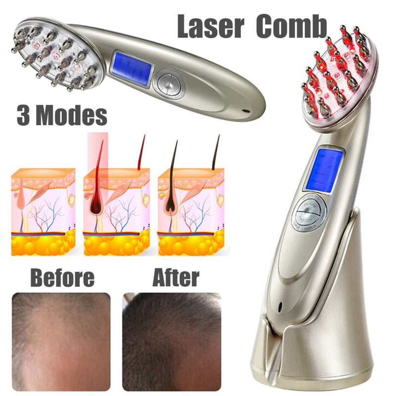 4 IN 1 Laser Anti Hair Loss Comb Hair Grow Brush Growth Treatment RF EMS LED Photon Massage Laser Hair Growth Therapy massage