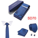 Gift Box 38 styles Tie Set Hanky Cufflinks With Gift Box Jacquard Woven Neckties Set For Men Wedding Party Lots of  accessories