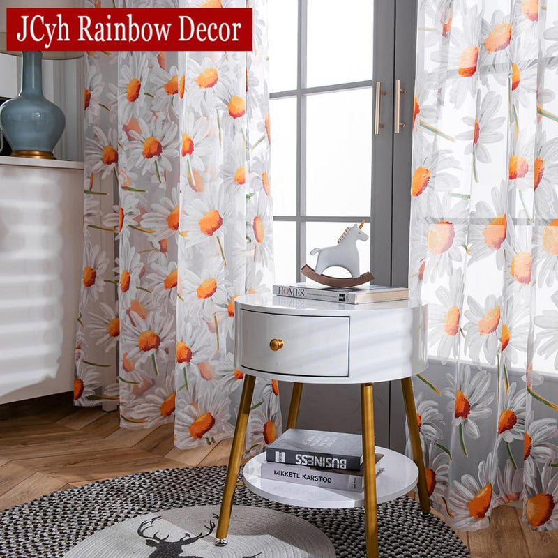 Floral Sheer Curtains For Living Room Bedroom Door Tulle Curtains Voile Kitchen Curtains For Window Kids  Baby Room Curtain