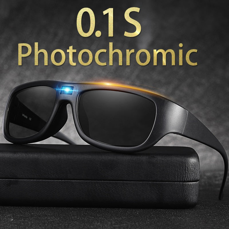 Auto Adjustable Dimming Sunglasses Men Polarized Photochromic Solar Power Supply Auto Darkenning Discoloration Sun Glasses