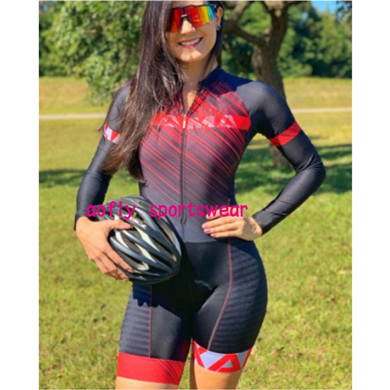 Women XAMA Pro Cycling Jumpsuit Long Sleeve Bike Skinsuit Bodysuit MTB Cycling Clothing Jumper Undefined