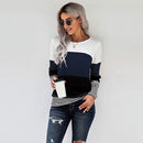 Autumn And Winter Woman Knitted Clothes Sweaters Stitching Color Long Sleeve Winter Blouses For Top Clothing For Women&