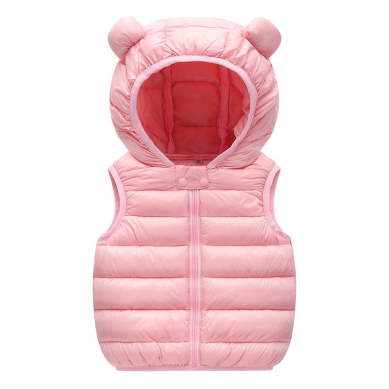 Children Warm Down Vest Autumn Baby Boys Girls Thicken Waistcoat Kids Outerwear Vests Children High Quality Hooded Jackets Vest