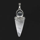 KFT Natural Healing Crystal Quartz Cone Shape Amethysts Stone with Round Beads Pendulum Stone Pendant Amulet Jewelry