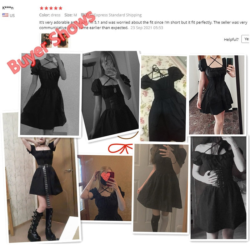 SUCHCUTE, minivestido gótico para mujer, volantes, verano 2022, vestido oscuro Vintage, vestidos de fiesta, estética de los 90, cintura elástica ajustada, ropa para discoteca