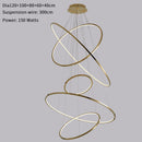 Modern ring led chandelier for staircase luxury living room gold hanging light fixture long villa hallway lobby decor hang lamp