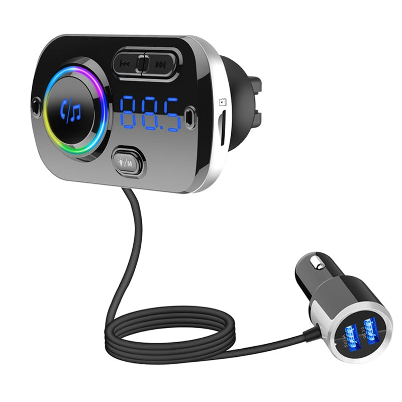 JaJaBor Bluetooth 5.0 Carkit Freisprecheinrichtung FM-Transmitter AUX-Audio-Auto-Player A2DP Drahtloser Auto-MP3-Player unterstützt TF-Karten-Wiedergabe