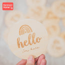 14 tarjetas de hito del mes de madera para fotografía de recién nacido, accesorios de fotografía conmemorativos mensuales hechos a mano, sello de recuerdo para bebé