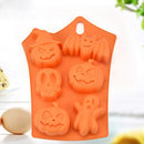 1 Uds 6 rejillas calabaza murciélago calavera fantasma forma Halloween molde de silicona caramelo Chocolate pudín molde para decoración de fiesta de Halloween