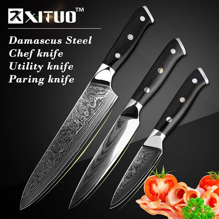 Cuchillo de cocina de acero damasco VG10 japonés de calidad, mango G10 + flor de ciruelo, el mejor regalo, cuchillo de chef, cuchillo afilado, herramienta de cocina Santoku