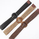 RAINIE SEAN Pu Leather Knitted Women Belt Vintage Ladies Belts for Dresses Ethnic Style Khaki Black Brown Female Waist Belt