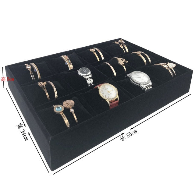 Bracelet Tray 4 Grids Jewelry Display Box Jewelry Pillow Display Prop Watches Bracelet Showcase Watch Tray