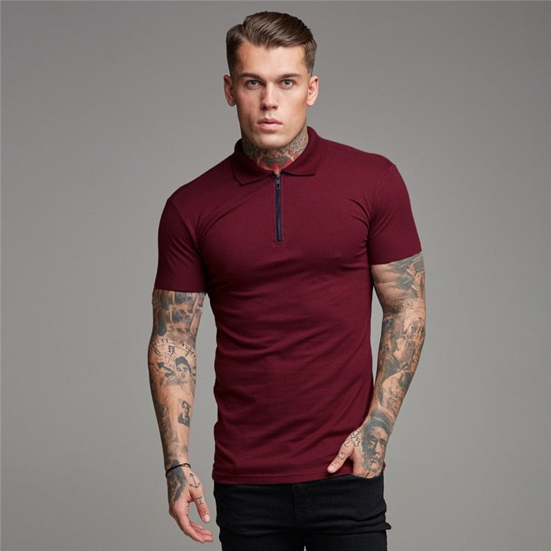 Polo sólido de verano para hombre, polos ajustados de manga corta, ropa de calle de moda, camisetas de algodón para hombre, camisetas de Golf informales para deportes de Fitness