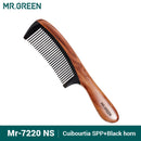 MR.GREEN Comb Natural Wood With Horn Splicing Structure Fine Tooth Hair Comb Anti-Static Head acupuncture point massage Gift