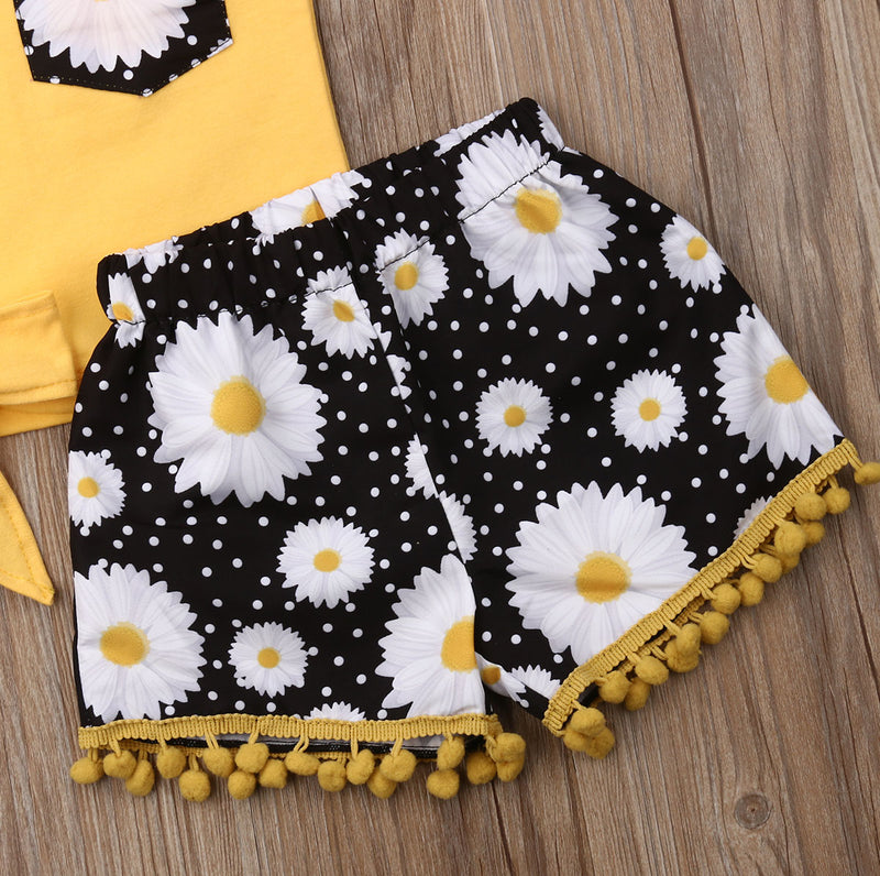 lioraitiin 1-5 Jahre Kleinkind Kinder Baby Mädchen Sommerkleidung Set Floral Tops T-Shirt Kurze Hosen Outfit Kleidung Sommer