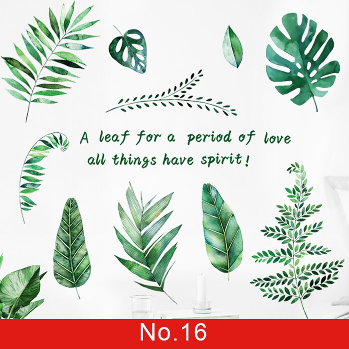 24 styles Plants Series Wall Stickers for Living room Bedroom Green Leaves Removable Wall Decals Vinyl DIY Eco-friendly Murals