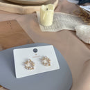 MENGJIQIAO, nuevos y elegantes pendientes de tuerca de círculo dulce con flor de perla hueca para mujer, bisutería bonita a la moda para fiesta, regalos de joyería Brincos