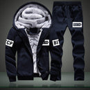 Tracksuits Men Sweatshirt Sporting Sets Winter Warm Thick Casual Fleece Suit Jacket+Pants 2PCS Men&