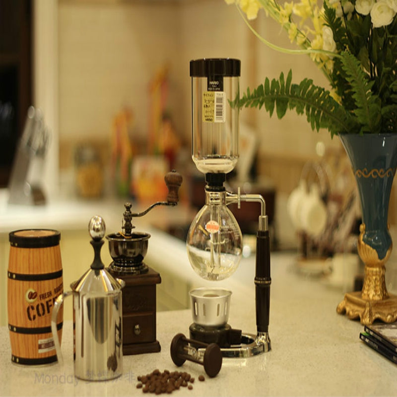 Siphon Coffee Maker Gift Pack  Manual Coffee Machine Glass Coffee Pot Business  Including Hand Mill, Milk Frother Send Friends