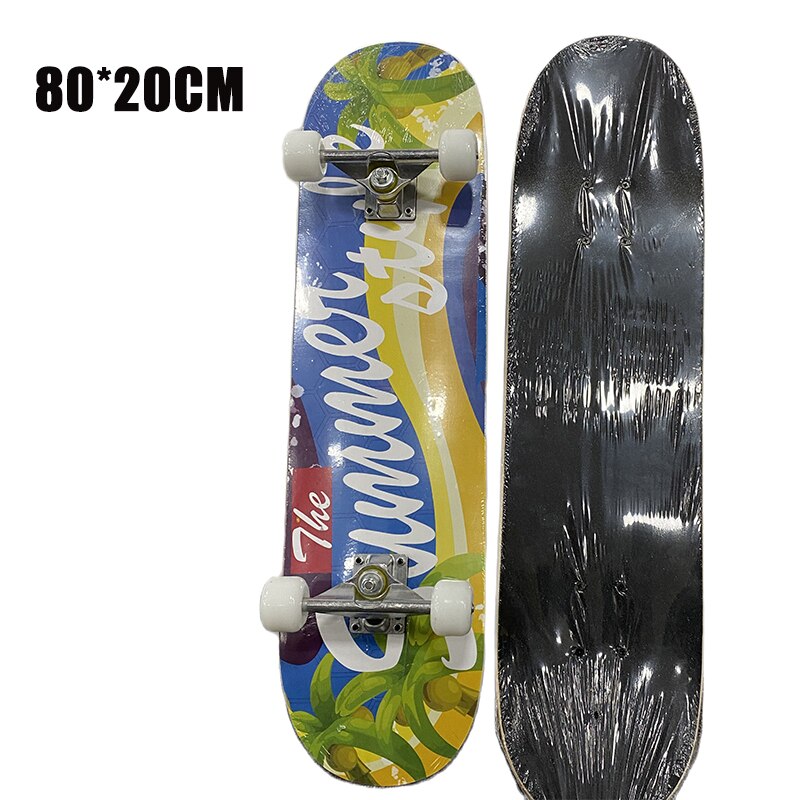 Jusenda Skateboard Double Rocker 80cm Boys Girls Mini Longboard Complete Teenagers Skate Board Maple Deck With Bearings Wheels